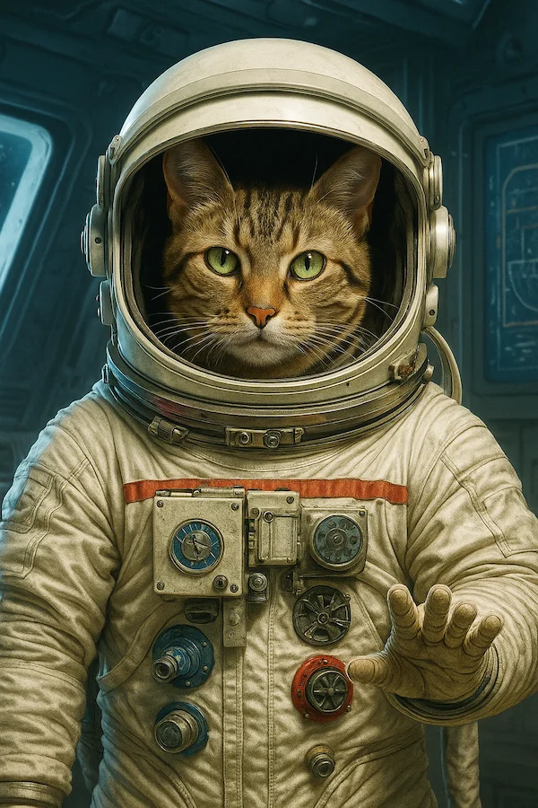 Portrait de chat personnalisé style Astronaute - Transformez votre compagnon en explorateur spatial - AnimArt Studio