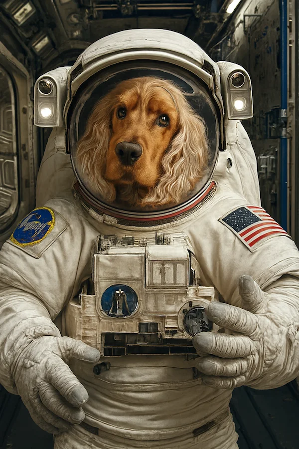 Portrait de chien personnalisé style Astronaute - Transformez votre compagnon en explorateur spatial - AnimArt Studio