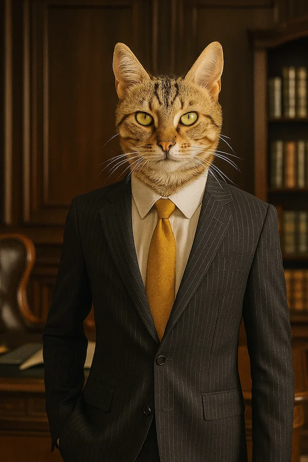 Portrait de chat personnalisé style Costume d'affaires - Donnez à votre compagnon un look professionnel d'entreprise - AnimArt Studio