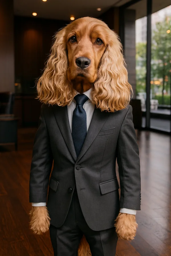 Portrait de chien personnalisé style Costume d'affaires - Donnez à votre compagnon un look professionnel d'entreprise - AnimArt Studio