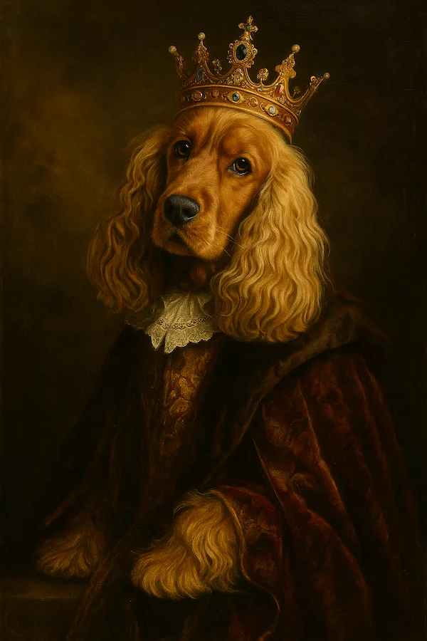 Portrait de chien personnalisé style Renaissance (Homme) - Transformez votre compagnon en portrait classique de la renaissance masculine - AnimArt Studio