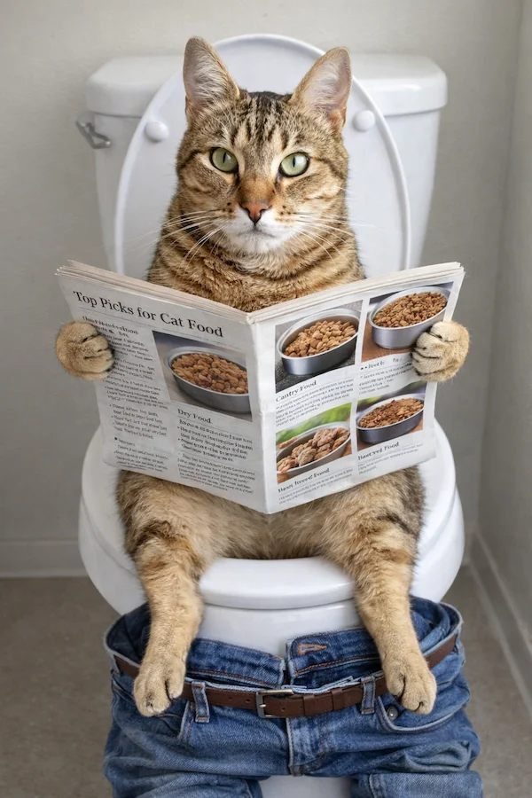 Portrait de chat personnalisé style Sur les toilettes - Mettez votre compagnon dans une situation... embarrassante - AnimArt Studio